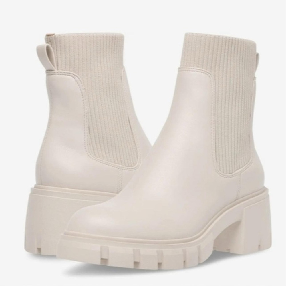 Steve Madden Cream Lugsole Boots